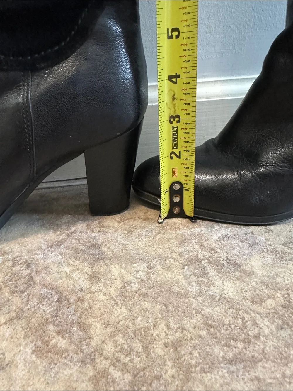 Black Genuine Leather and Suede Knee High Slouch Boots - size 37 size 7